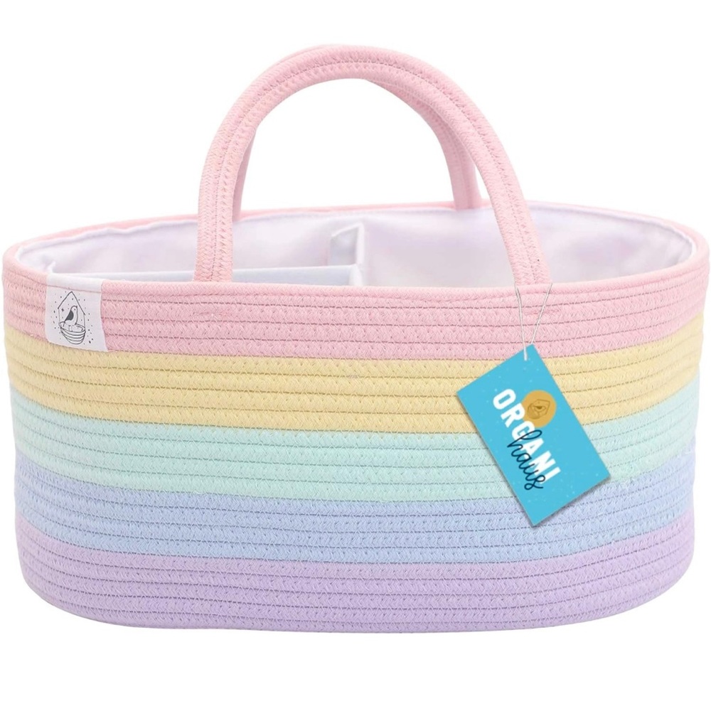 Organihaus pastel rainbow diaper caddy